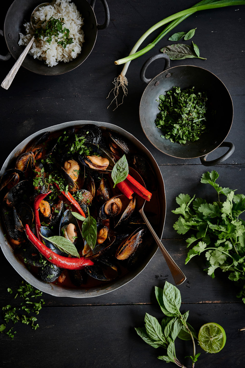 Mussels in a Red Curry with Thai basil Crux Kitchen