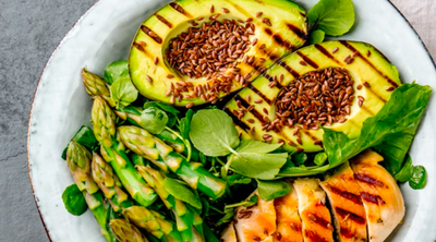 Grilled Chicken, Avocado and Asparagus Power Bowl